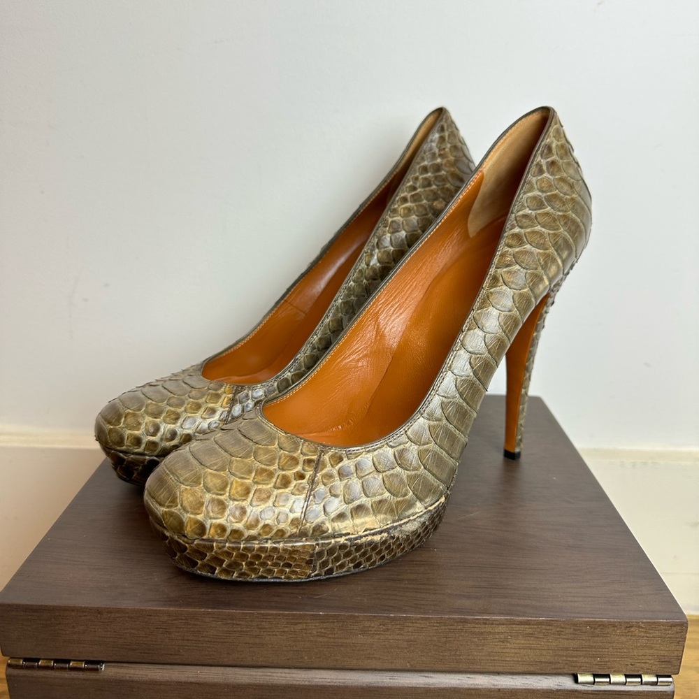 Gucci Python Platform Heels - image 1